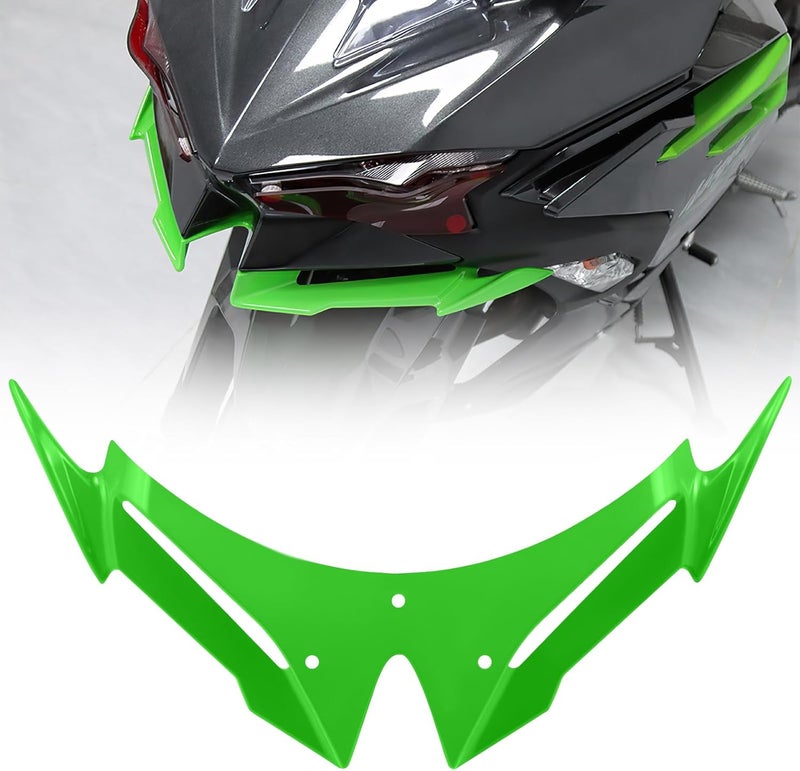 XIDAODIT for Kawasaki Ninja 500 Z500 Ninja500 Motorcycle Front Fairing Winglet Aerodynamic Spoiler Beak Nose Cone Extension Fixed Wing Kit(Green) - Image 1